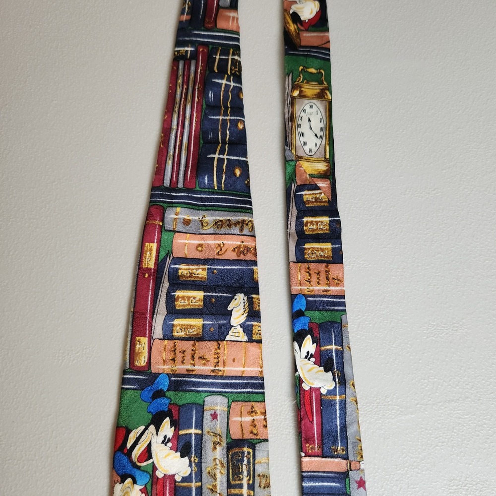 Disney Mickey Mouse Tie Books 100% Silk Vintage Library Van Heusen Teacher